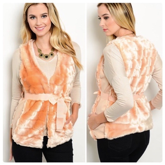 Jackets & Blazers - Peach Faux Fur Vest